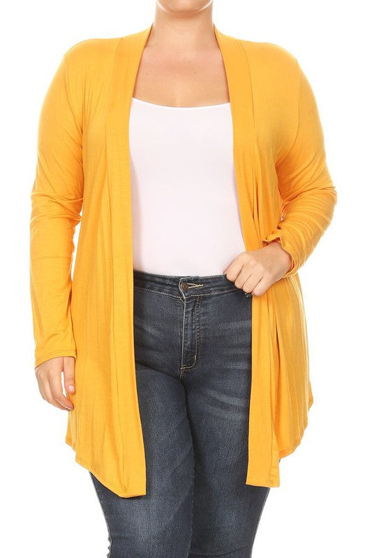 Plus Draped Front Long Sleeve Cardigan king-general-store-5710.myshopify.com