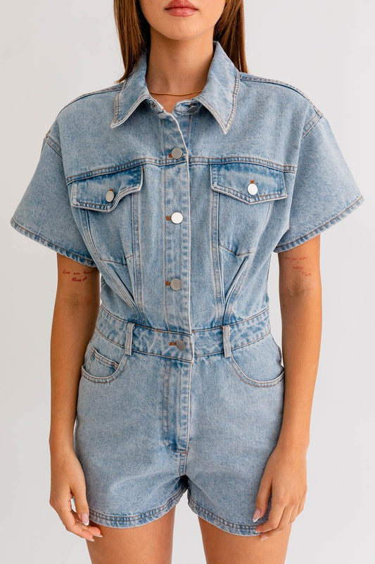 Short Sleeve Denim Romper king-general-store-5710.myshopify.com