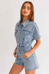 Short Sleeve Denim Romper king-general-store-5710.myshopify.com