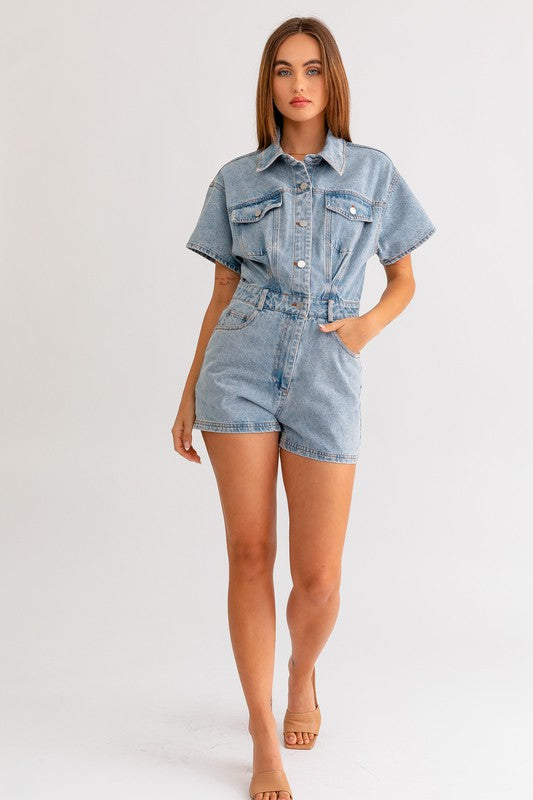 Short Sleeve Denim Romper king-general-store-5710.myshopify.com