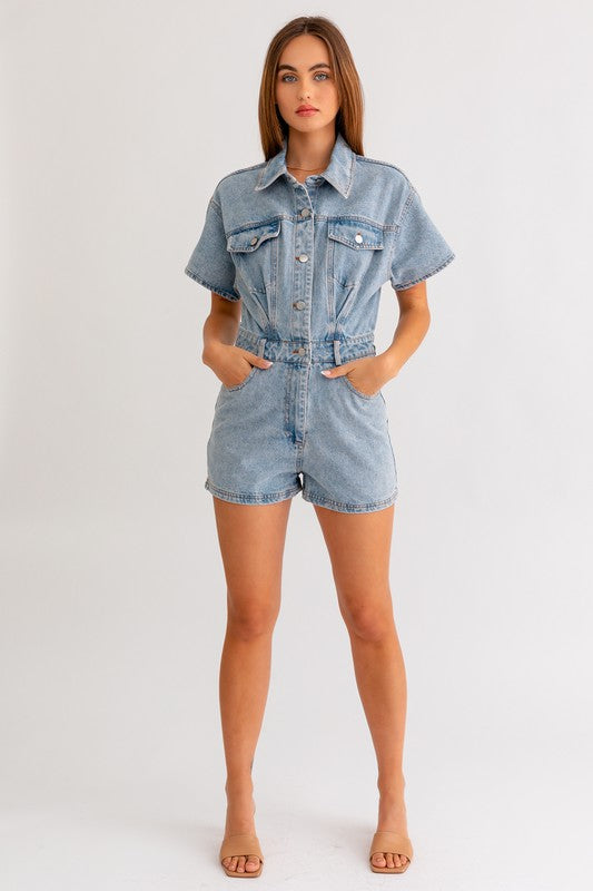 Short Sleeve Denim Romper king-general-store-5710.myshopify.com