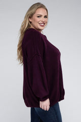 Plus Oversized Round Neck Raw Seam Melange Sweater king-general-store-5710.myshopify.com