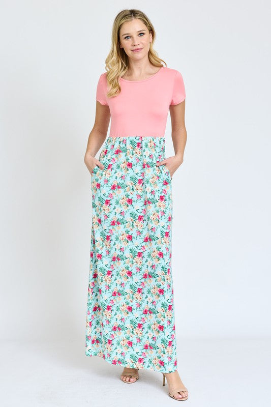 Short Sleeve Floral Maxi Dress king-general-store-5710.myshopify.com