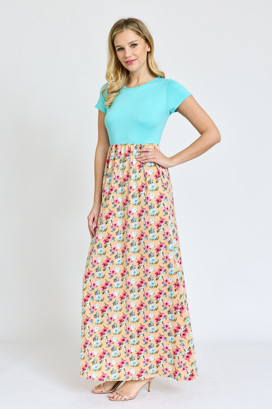 Short Sleeve Floral Maxi Dress king-general-store-5710.myshopify.com