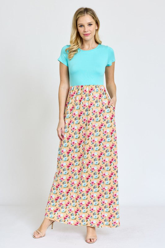 Short Sleeve Floral Maxi Dress king-general-store-5710.myshopify.com