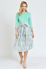 Quarter Sleeve Stripe Sash Midi Dress king-general-store-5710.myshopify.com