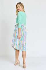 Quarter Sleeve Stripe Sash Midi Dress king-general-store-5710.myshopify.com