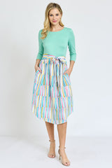 Quarter Sleeve Stripe Sash Midi Dress king-general-store-5710.myshopify.com