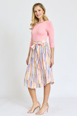 Quarter Sleeve Stripe Sash Midi Dress king-general-store-5710.myshopify.com