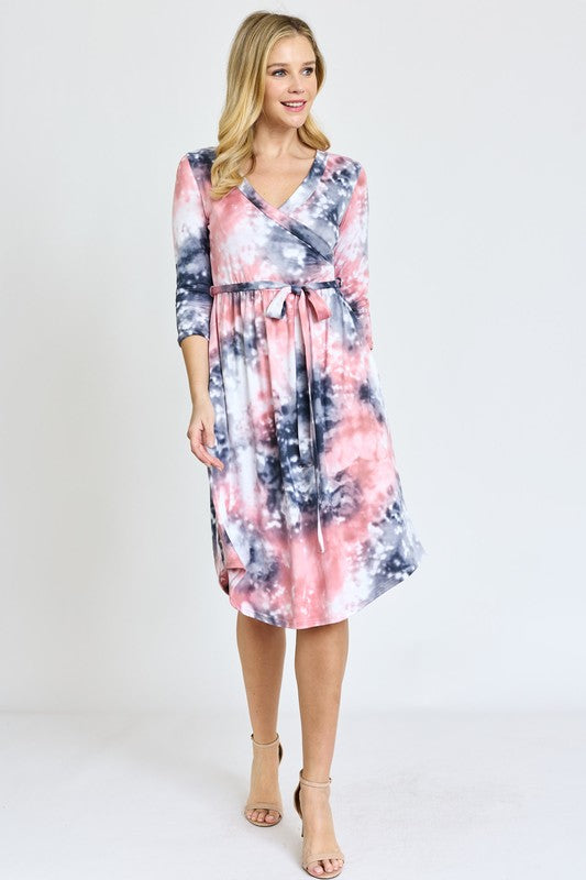 Plus Surplice Sash Midi Dress