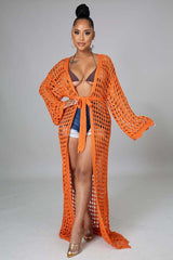 Orange Crochet Cover-Up Kimono king-general-store-5710.myshopify.com