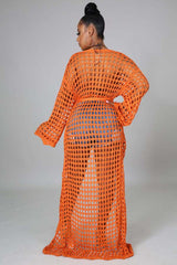 Orange Crochet Cover-Up Kimono king-general-store-5710.myshopify.com