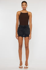 Dark Grey High Rise Denim Shorts king-general-store-5710.myshopify.com