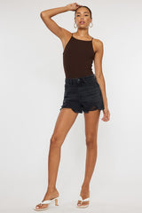 Dark Grey High Rise Denim Shorts king-general-store-5710.myshopify.com