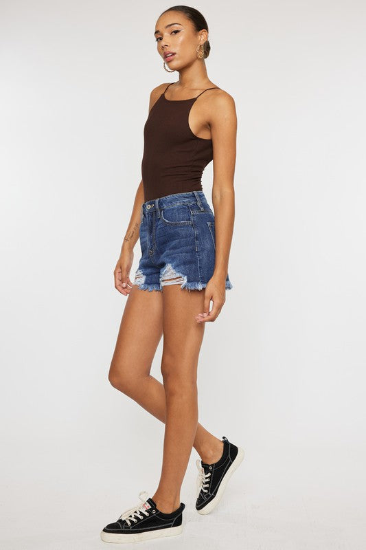 Dark Blue Denim High Rise Mom Shorts king-general-store-5710.myshopify.com