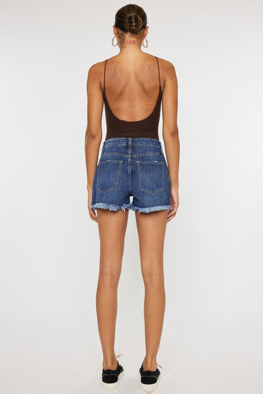 Dark Blue Denim High Rise Mom Shorts king-general-store-5710.myshopify.com