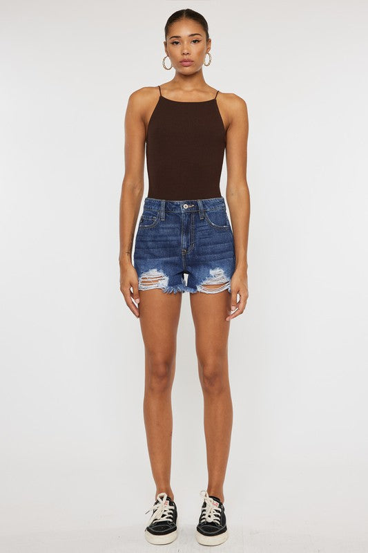 Dark Blue Denim High Rise Mom Shorts king-general-store-5710.myshopify.com