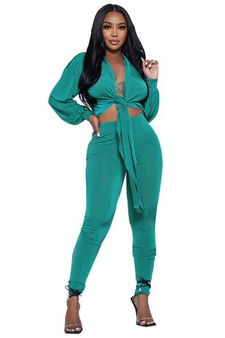 Teal Wrap Style Top & Pant Set king-general-store-5710.myshopify.com