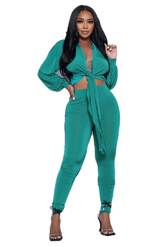 Teal Wrap Style Top & Pant Set king-general-store-5710.myshopify.com