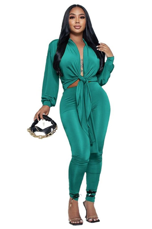 Teal Wrap Style Top & Pant Set king-general-store-5710.myshopify.com