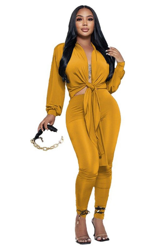 Yellow Wrap Style Top & Pant Set king-general-store-5710.myshopify.com