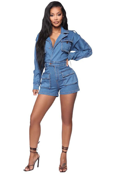 Dark Denim Wrap Style Romper king-general-store-5710.myshopify.com