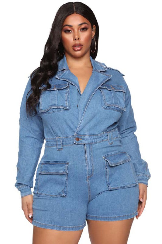 Dark Denim Wrap Style Romper king-general-store-5710.myshopify.com