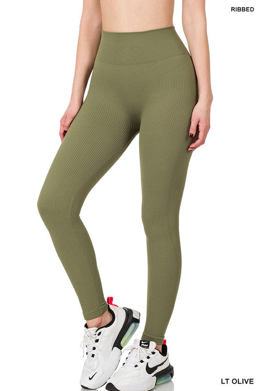 Ribbed Seamless High Waisted Full Length Leggings king-general-store-5710.myshopify.com