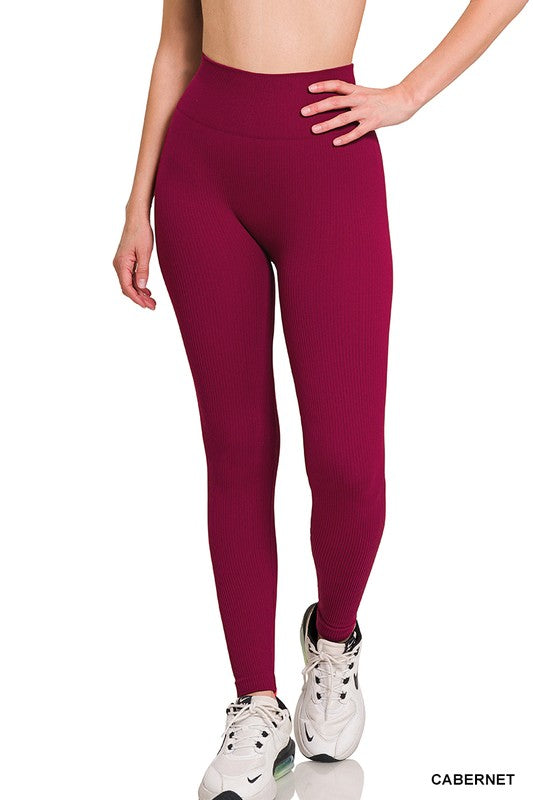 Ribbed Seamless High Waisted Full Length Leggings king-general-store-5710.myshopify.com