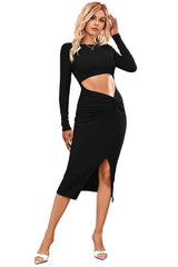 Black Cut Out Waist Body-Con Maxi Dress king-general-store-5710.myshopify.com