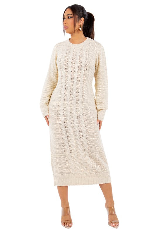 Cream Long Maxi Sweater Dress king-general-store-5710.myshopify.com