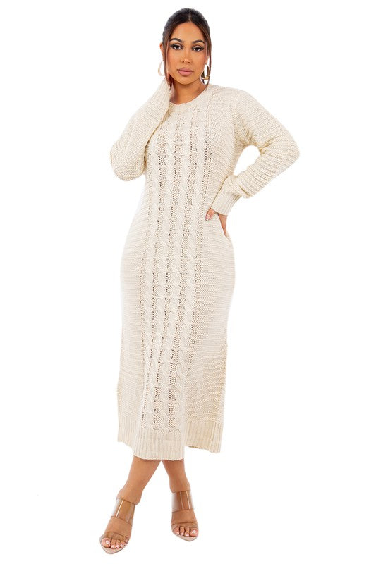 Cream Long Maxi Sweater Dress king-general-store-5710.myshopify.com