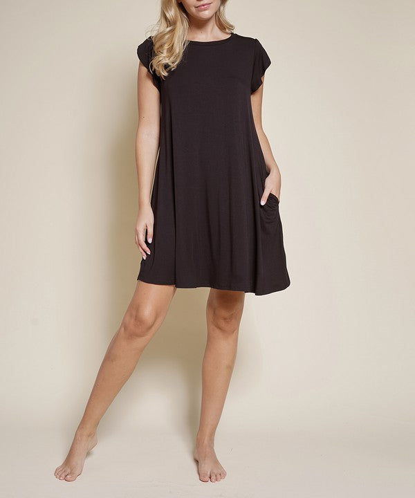 BAMBOO Tulip Sleeve Mini Dress with Pockets king-general-store-5710.myshopify.com