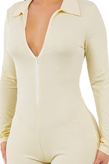 Cream Zipper Front Jumpsuit king-general-store-5710.myshopify.com