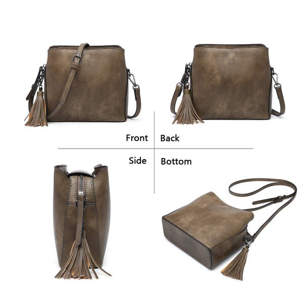 Small Triple Pockets Crossbody Bag with Guitar Strap king-general-store-5710.myshopify.com