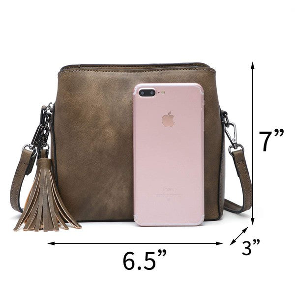 Small Triple Pockets Crossbody Bag with Guitar Strap king-general-store-5710.myshopify.com