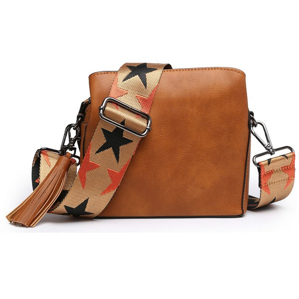 Small Triple Pockets Crossbody Bag with Guitar Strap king-general-store-5710.myshopify.com