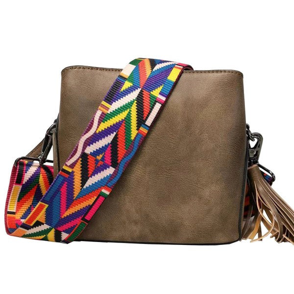 Small Triple Pockets Crossbody Bag with Guitar Strap king-general-store-5710.myshopify.com
