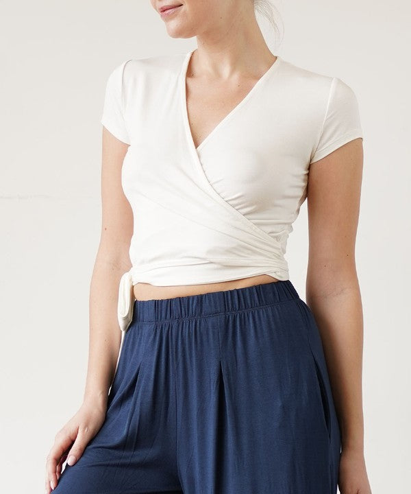 BAMBOO Wrap Cropped Cap Sleeve Top king-general-store-5710.myshopify.com