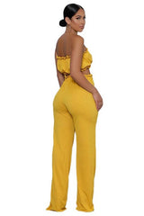Yellow Ruffle Crop Top Pant Set king-general-store-5710.myshopify.com