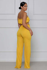 Yellow Ruffle Crop Top Pant Set king-general-store-5710.myshopify.com