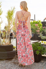 Tie Back Floral Maxi Dress