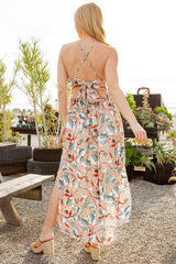 Tie Back Floral Maxi Dress