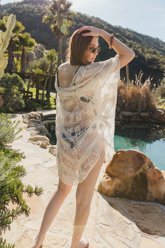 Embroidered Mesh Leaf Kimono king-general-store-5710.myshopify.com