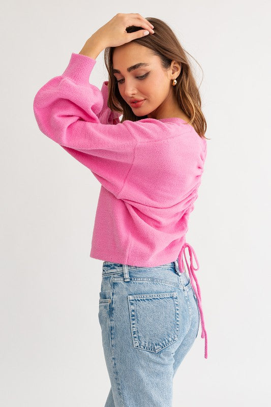 Fuzzy Sweater with Back Ruching king-general-store-5710.myshopify.com