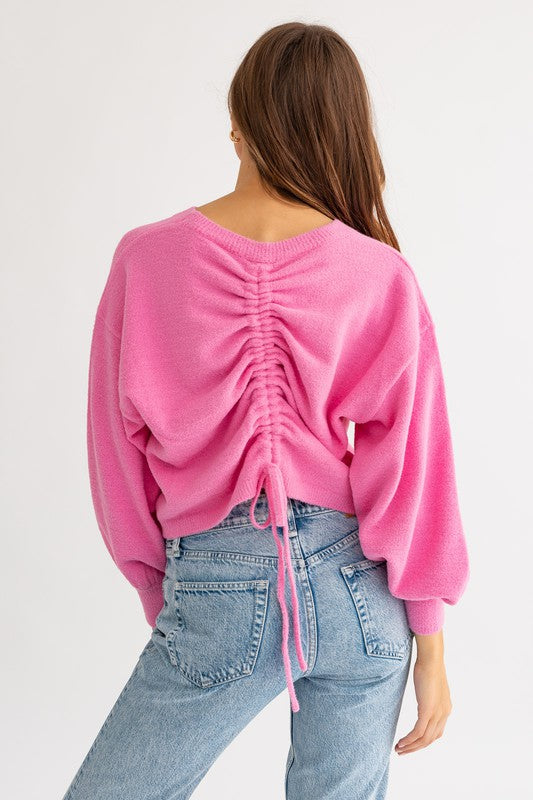 Fuzzy Sweater with Back Ruching king-general-store-5710.myshopify.com