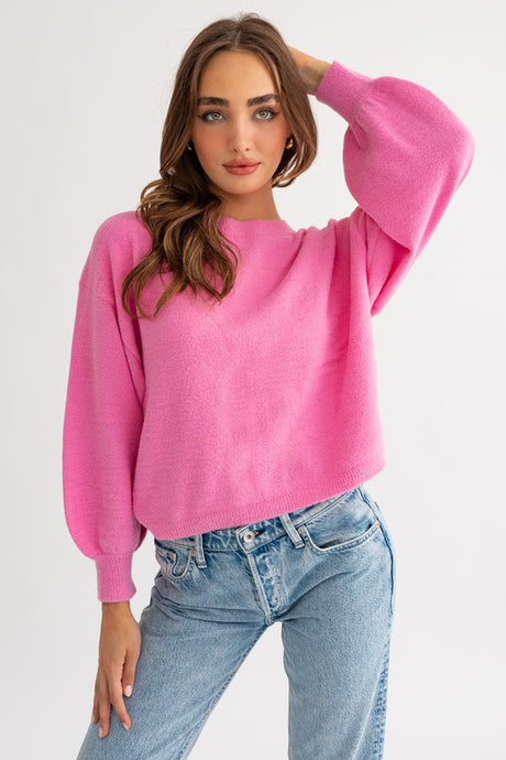 Fuzzy Sweater with Back Ruching king-general-store-5710.myshopify.com