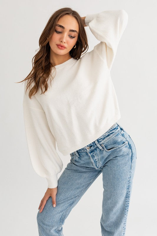 Fuzzy Sweater with Back Ruching king-general-store-5710.myshopify.com