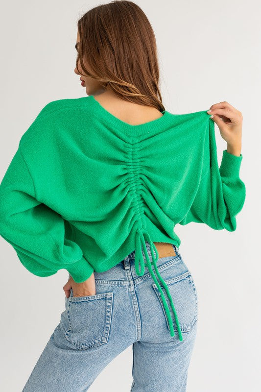 Fuzzy Sweater with Back Ruching king-general-store-5710.myshopify.com