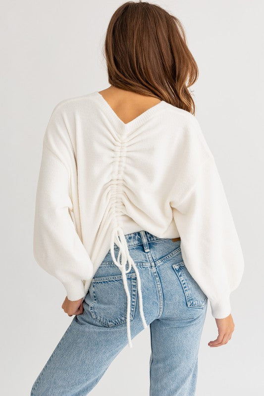 Fuzzy Sweater with Back Ruching king-general-store-5710.myshopify.com